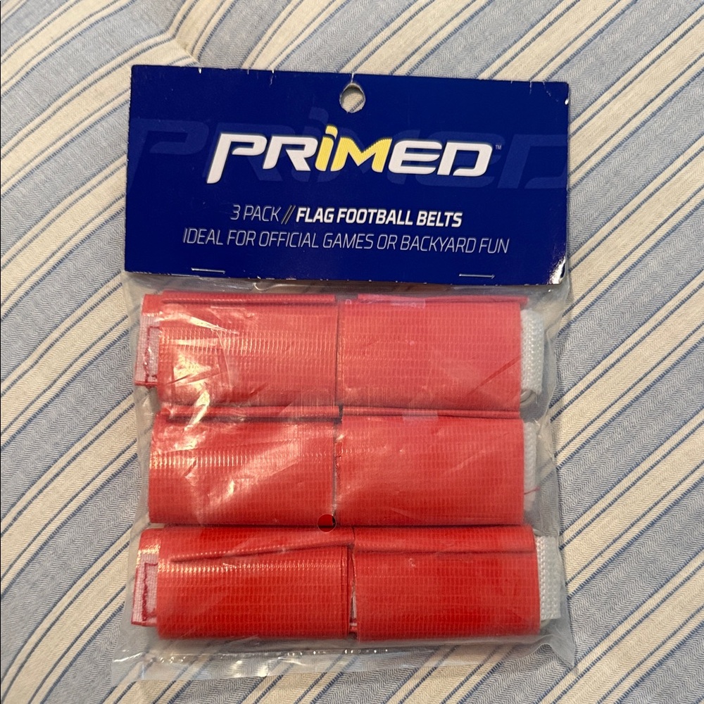 🆕Primed Red Flag Football Belts 3 Pack with two flags each.